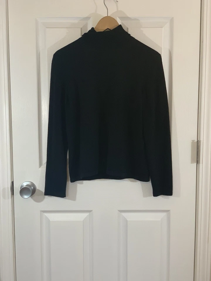 Suéter para mujer Petite Sophisticate cuello alto seda cachemir talla M negro Foto 4 de 4