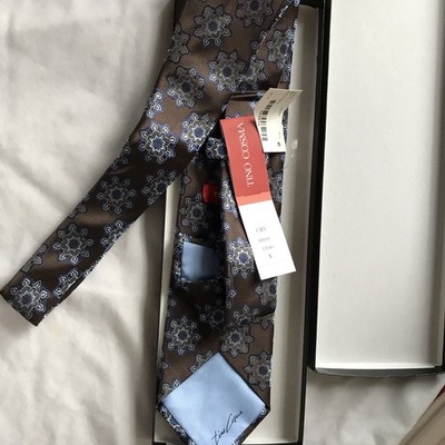 TINO COSMA tieNEW.  Brown& Blue .Made In Italy New With Box