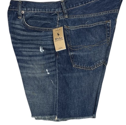 Polo Ralph Lauren Classic Fit Cut Off Denim Orlo Grezzo Jeans Pantaloncini Uomo Tg 34 Nuovi - Foto 2 di 4