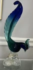 Vintage Mid-Century 13" Murano Art Glass Teal Green/Blue Pheasant Roadrunner