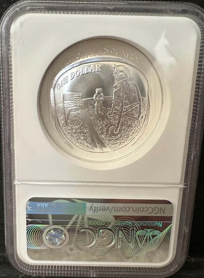 2019 P Apollo 11 50th Anniversary Commemorative Silver Dollar NGC MS69 ER - Image 2 of 2