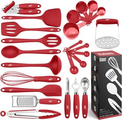 Silicone Kitchen Utensils Set 24 Pcs Cooking Utensils Set Can Opener Masher