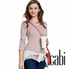 CAbi Striped V-Neck Skipper T-Shirt Small
