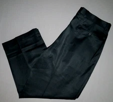 ZANELLA 100% Wool ~ Made in Italy ~ Cuffed Black Pleated Dress Pants 34 X 28