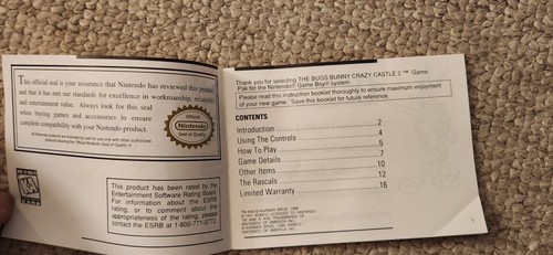 GAMEBOY THE BUGS BUNNY CRAZY CASTLE 2 MANUAL ONLY - Picture 3 of 6