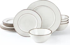 Plates and Bowls Sets, 12 Piece Dinnerware Sets, Dishes Set for 4 - Pearl White