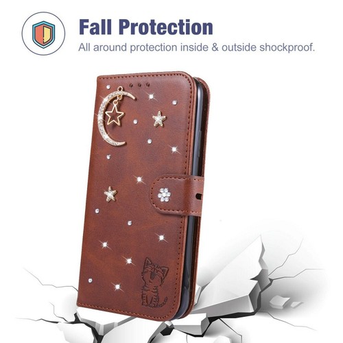 Custodia in pelle per iPhone SE 2020 XR 8 7+ 11 Pro Bling portafoglio supporto magnetico baia - Foto 5 di 84