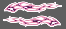 Pink Flames Vinyl Decal White Offset L & R Car Truck Cell Phone Laptop Sticker