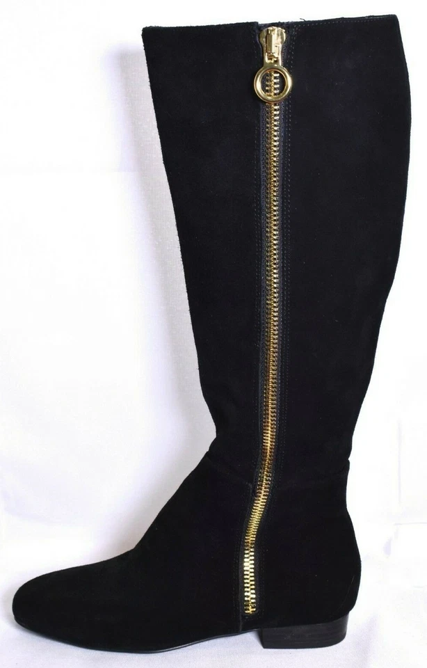 Botas para mujer H BY HALSTON de gamuza de caña alta con cremallera (talla 6M) negras ámbar NUEVAS  Foto 2 de 4