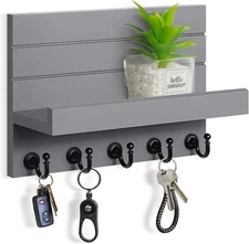 Key and Mail Holder for Wall - Rustic Key Hanger Rack Organizer with 5 Key Hooks