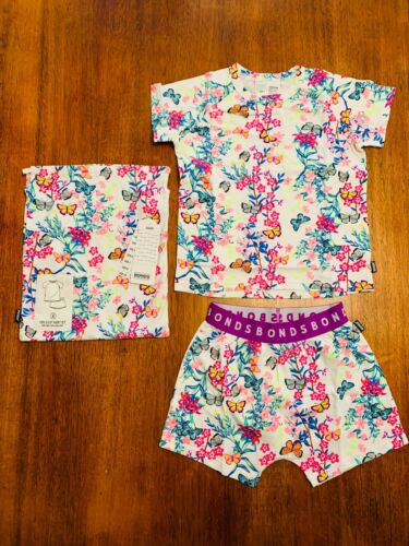 Bonds Girls Blossoming Butterflies Floral Short Sleeve Summer PJ Set Size 4 BNWT - Picture 1 of 2