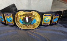 OVAL INTERCONTINENTAL WRESTLING CHAMPIONSHIP  BELT  BLACK, 4MM,  ADULT SIZE