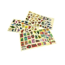 Vintage Puffy Stickers Sheet Lot of 3 Dinosaur Ninja Turtles Goofy Pluto Marvels