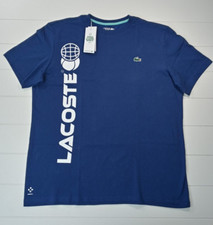 Lacoste Men's Blue Short Sleeve Graphic Logo Tennis Performance T-Shirt Size XXL