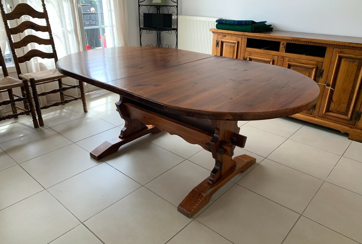 Table De Salle à Manger En Pin D'Orégon Massif - Occasion - Bon état Général