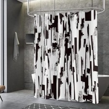 Black and White Shower Curtain, Abstract 72"W x 72"L Pack of 1 Black White-1