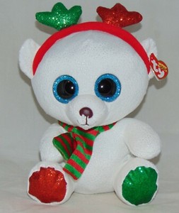New! Holiday Ty Beanie Boos FROST Polar Bear w/scarf Medium Buddy 9
