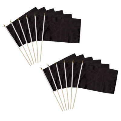 1 Dozen Solid Black 12x18in Stick Flags Solid Color Handheld Flags