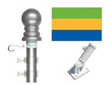 Gabon 3'x5' Polyester Flag & Spinner Flagpole Set w/Adjustable Bracket