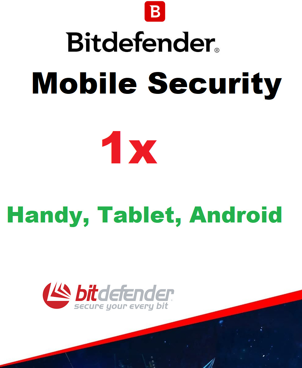 Bitdefender Mobile Security 2021 2022 1 Gerät 1 Jahr | Handy, Tablet, Android
