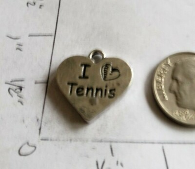 I love tennis heart charms court working out love set match racket ball 