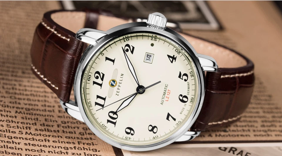 Zeppelin LZ 127 Herrenuhr Automatik 76565 mit Datum und Lederarmband - Bild 4 von 4