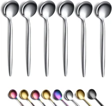 Coffee Spoons Set of 6,  Stainless Steel 5.1" Demitasse Spoons, Tiny Espresso Sp