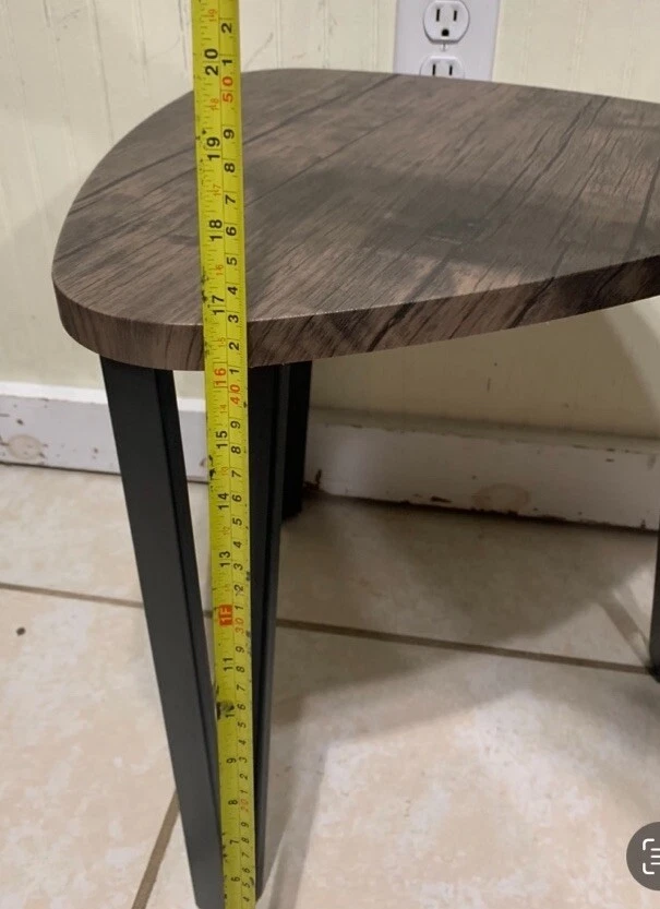 Triangle End Coffee Table/Side Table Metal Frame Wood Top Modern Night Stand 17” - Image 4 of 4