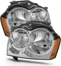 Chrome For 2005 2006 2007 Jeep Grand Cherokee Headlights Headlamps Leftright