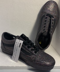 glitter rainbow black vans