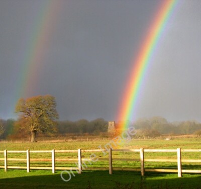 Foto 6x4 Das Ende des Regenbogens einfangen Larling Double Regenbogen über th c2010