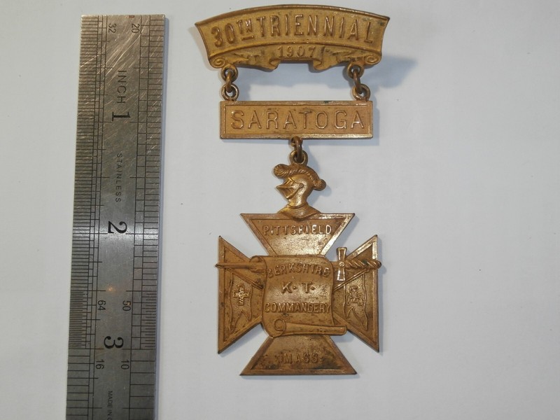 ORIGINAL Knight's Templar medal-1907--30 Triennial--SARATOGA.