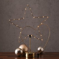 Led Dekoleuchte Herz Stern Metallherz 2 AufsäTze Tischleuchte Deko 50Cm Gold
