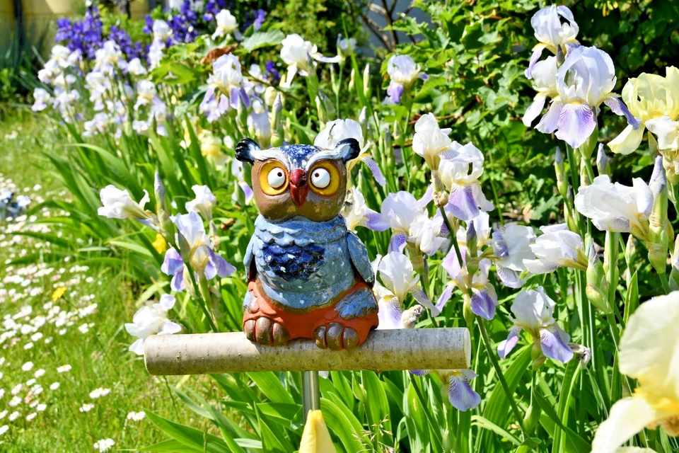 Cerámica Decoración Jardín Animal Búho Estatuilla Césped Estaca Pájaro H 18 pulgadas Midene Foto 4 de 4