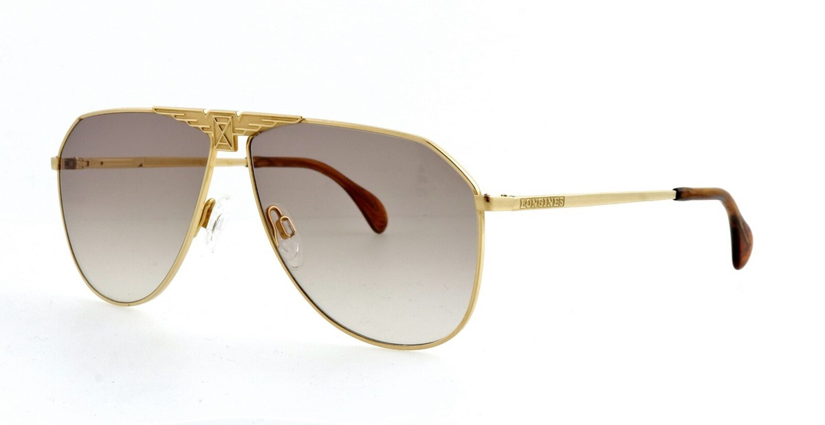 Vintage LONGINES by METZLER 0150 59mm Gold Aviator Sunglasses