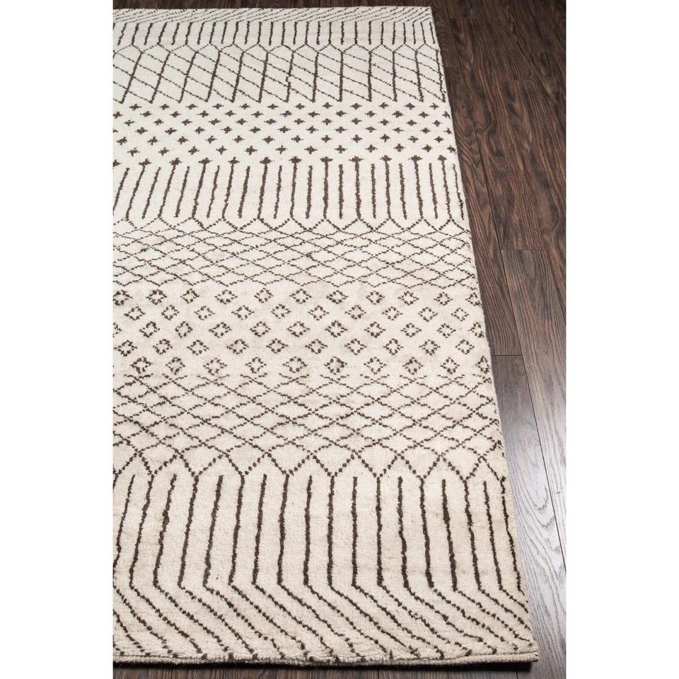 NEW Hand Knotted 5x8 Modern Tribal Ivory/Espresso Wool Rug Momeni $1299 India - Image 4 of 4