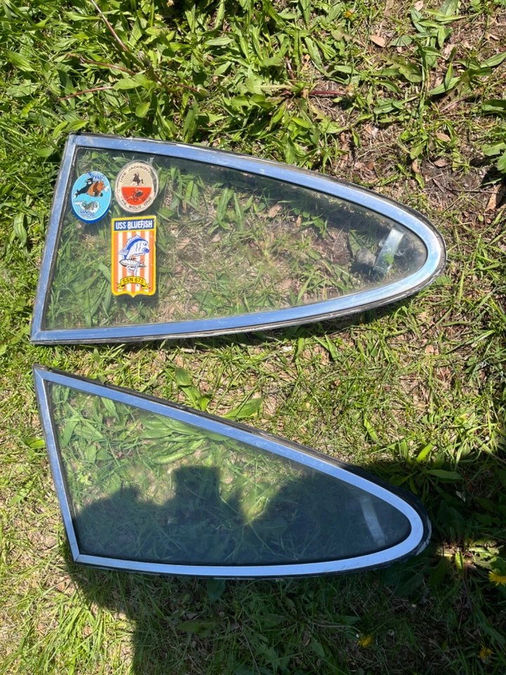 genuino porsche 911 912 930 cuarto ventanas L R par cromo con bisagras Foto 2 de 4