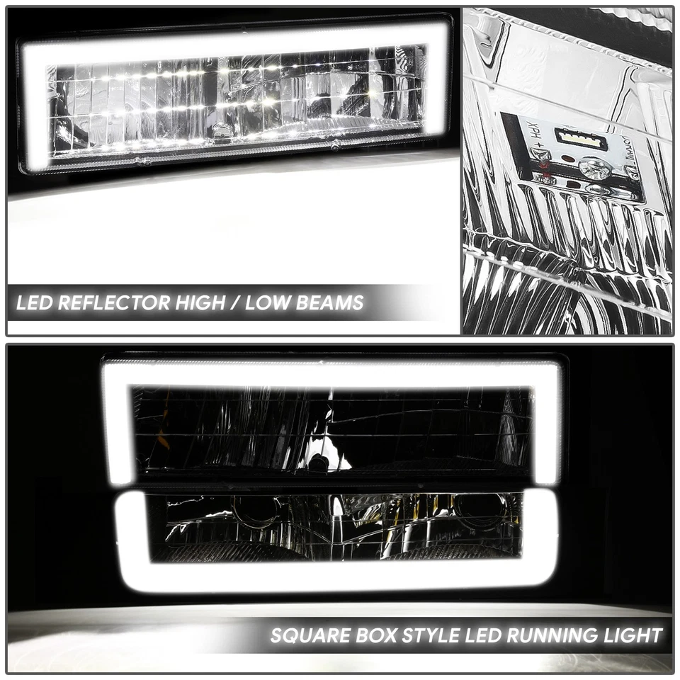 Faros cromados/ámbar LED DRL Suburban Square-LED 1994-2000 GMC C/K 1500-3500 Foto 3 de 4