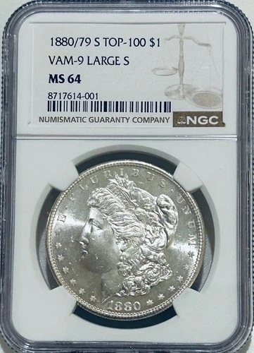 1880/79 S Morgan Silver Dollar NGC MS64 VAM-9 Large S Top 100