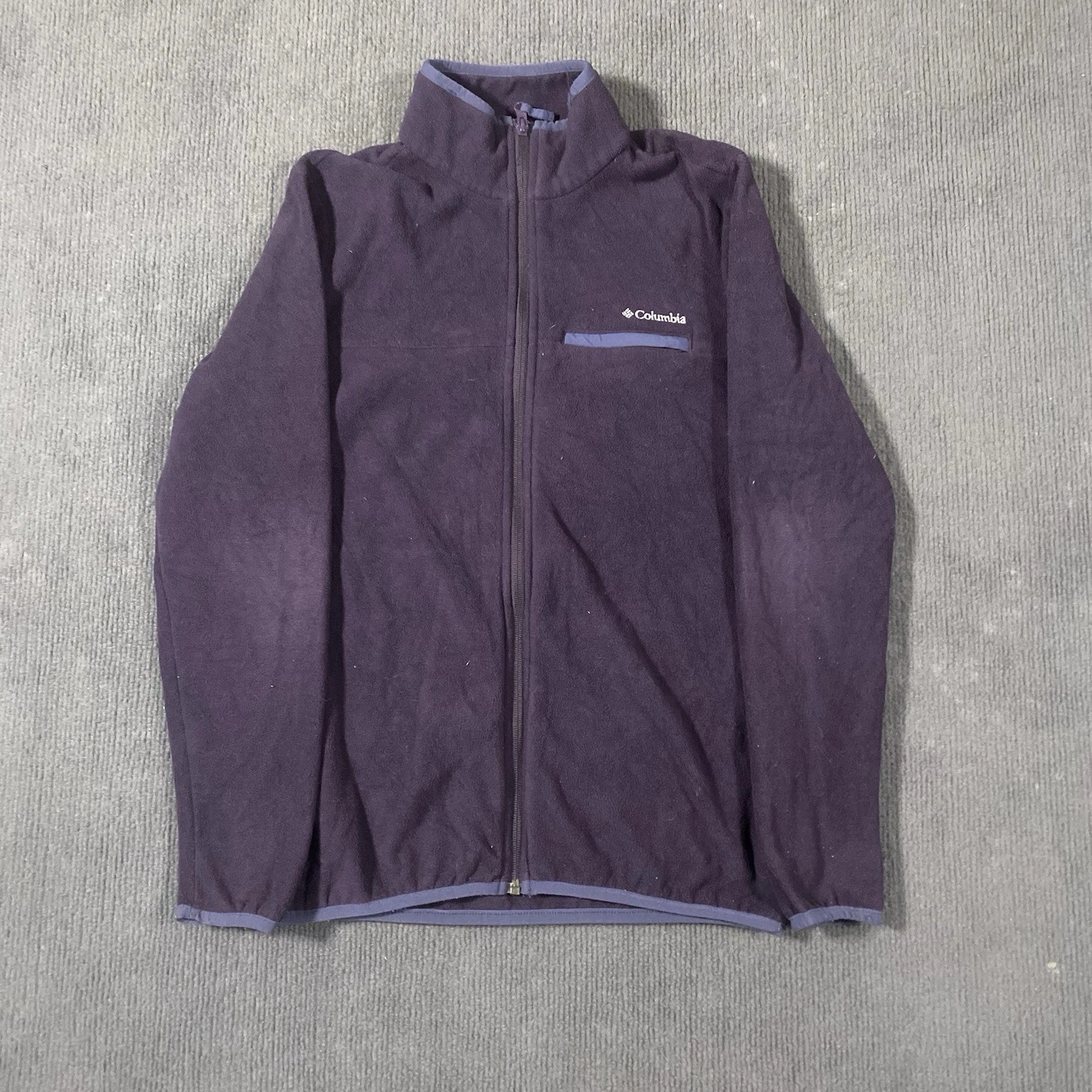 Columbia Mens M Purple Full Zip Fleece Jacket Stand-Up Outdoor Hiking - product detail image 3