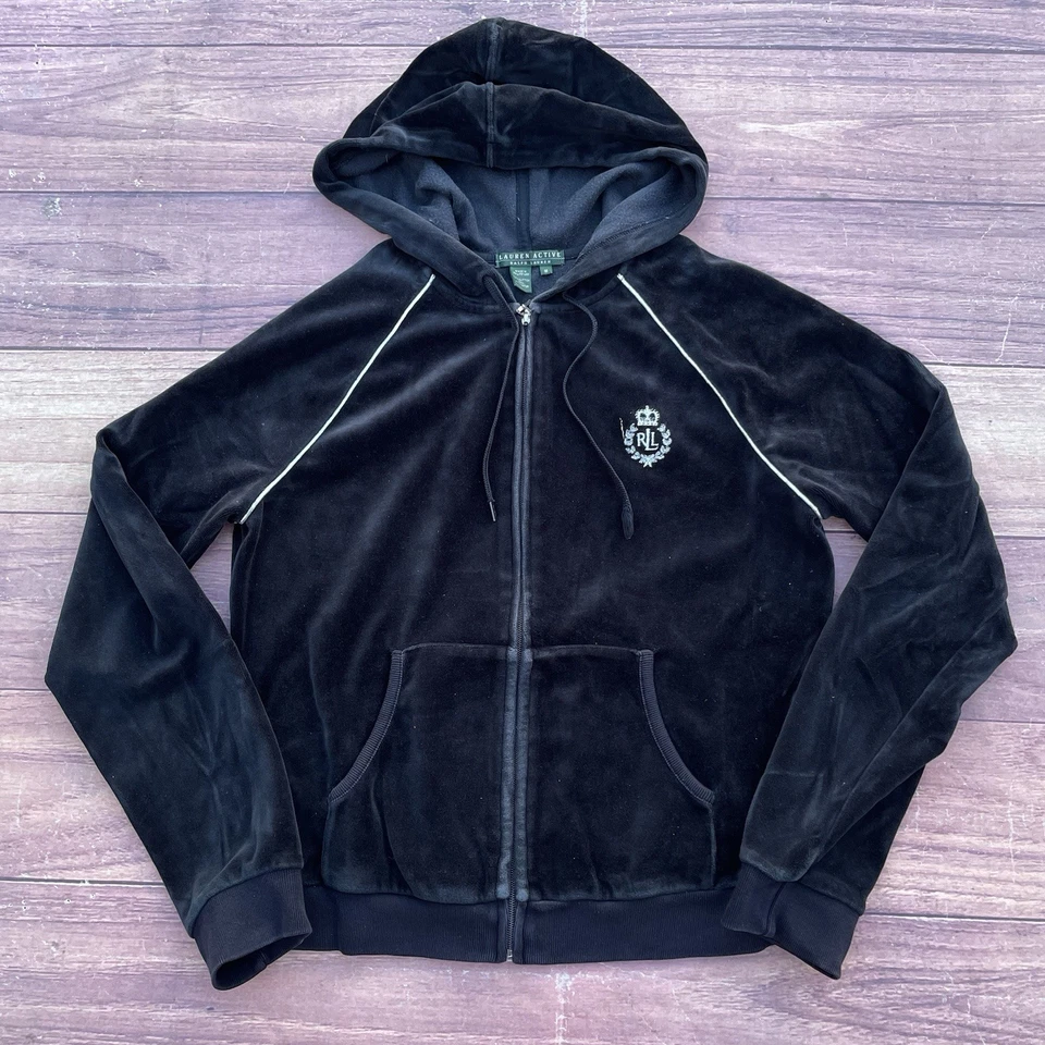 Conjunto de chándal vintage de terciopelo polo Ralph Lauren Y2K Lauren Active para mujer talla M Foto 2 de 4