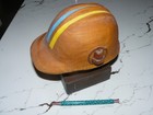 VINTAGE BELL TELEPHONE HARD BOILED HARD HAT Wood Sculpture Stand ONE OF A KIND — photo 3