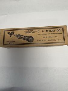 Vintage C.A. MYERS CO. Lock Stitch sewing Awl.  Original box, and instructions.