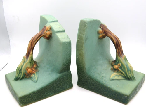 Roseville Pottery Bittersweet Green Bookends