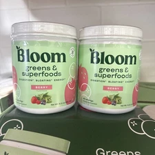 2 PK Bloom Nutrition Greens & Superfoods Powder Berry 48 Servings Ea EXP 12/25