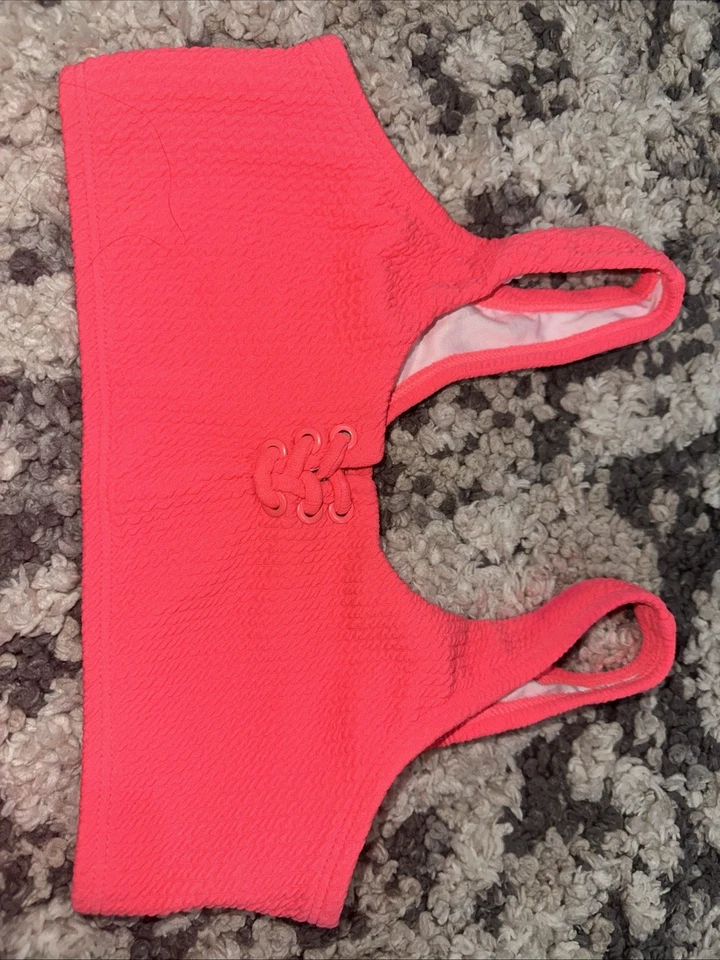 Antiguo Traje de Baño Azul Marino 2 Piezas Cintura Alta Parte Inferior Deportiva Top 10-12 Rosa Caliente Niñas LG Foto 2 de 4