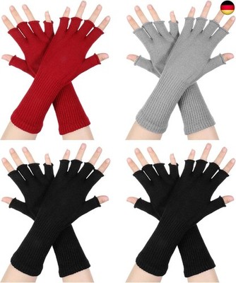 Psyqtsuary Fingerlose Handschuhe 4 Paare Fingerless Gloves Unisex