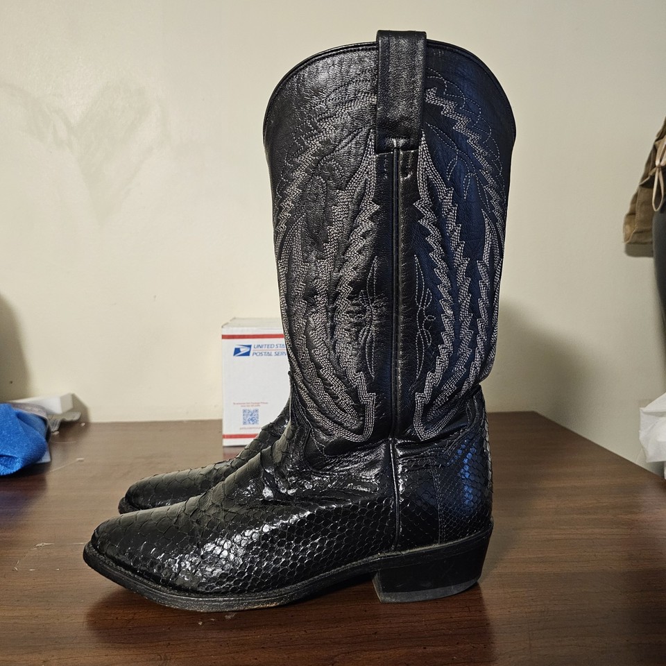 Dan Post Python Western Cowboy Boots Black Men's 7.5EW Pre Owned | eBay