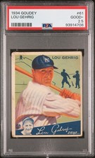 1934 Goudey #61 Lou Gehrig PSA 2.5 GD+ Nice Color New Label