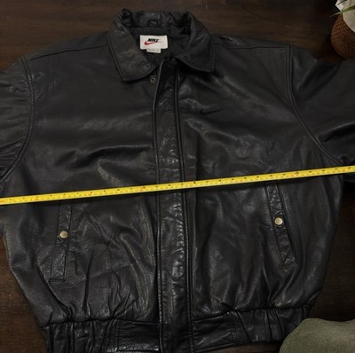 OG 90s Nike Swoosh Leather Bomber Jacket Men's XL Vintage | eBay